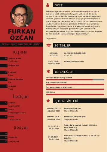 Metalürji Ve Malzeme Mühendisliği Cv Örnekleri cv indir